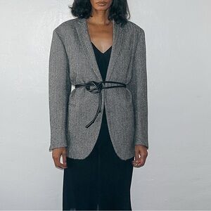 Women's herringbone wool blend blazer